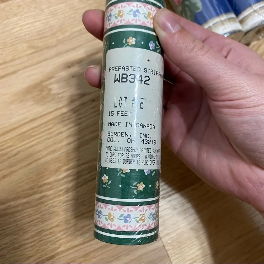 Vintage Wallpaper Border 5 Rolls Green Floral Prepastel Strippable Washable